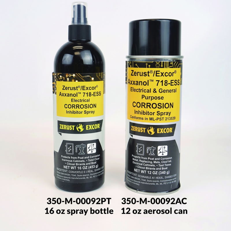 ZERUST 液體防鏽產品的 16 oz 噴瓶與 12 oz 噴罐並列